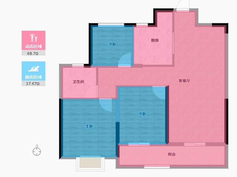 浙江省-杭州市-大华峰汇华城-96.00-户型库-动静分区