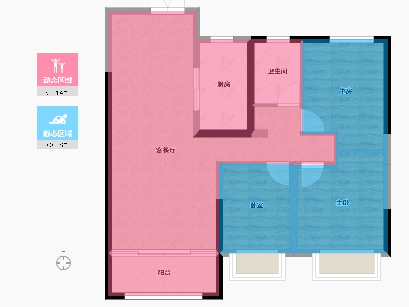 甘肃省-天水市-颐达晟府-73.64-户型库-动静分区