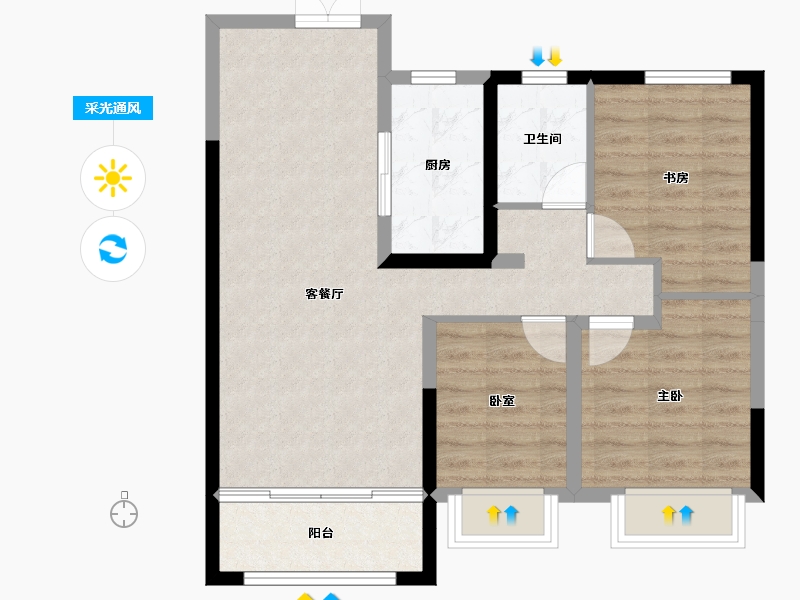 甘肃省-天水市-颐达晟府-73.64-户型库-采光通风