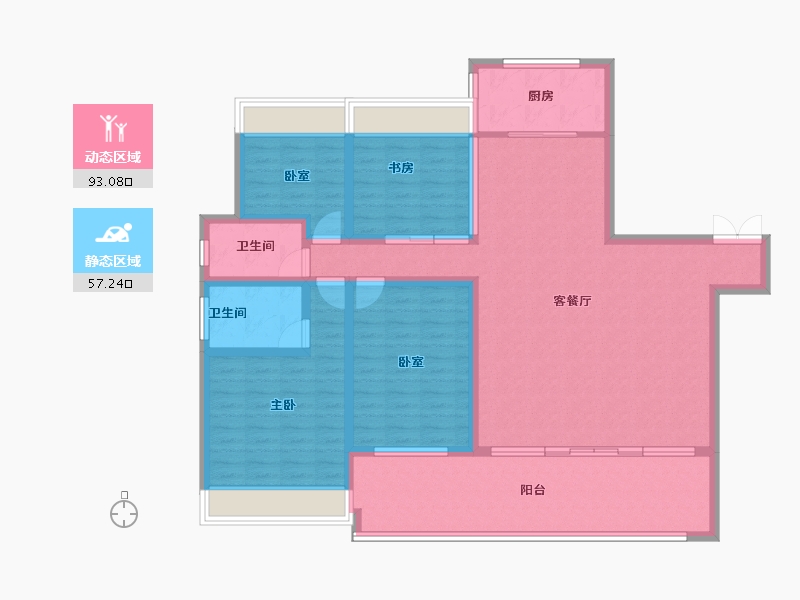 云南省-红河哈尼族彝族自治州-城发·沁园-134.75-户型库-动静分区