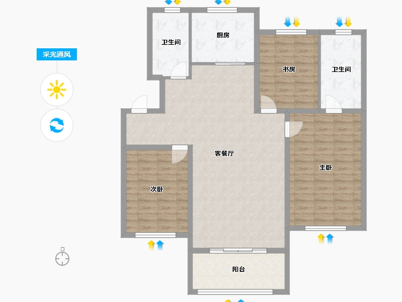 辽宁省-盘锦市-总部生态城·泰郡三期-119.31-户型库-采光通风