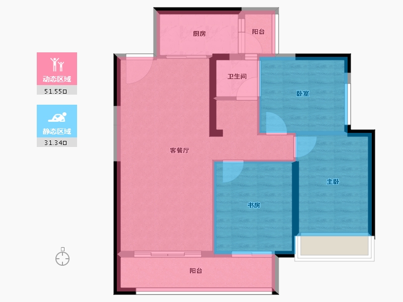 湖南省-郴州市-熠通公馆-74.41-户型库-动静分区