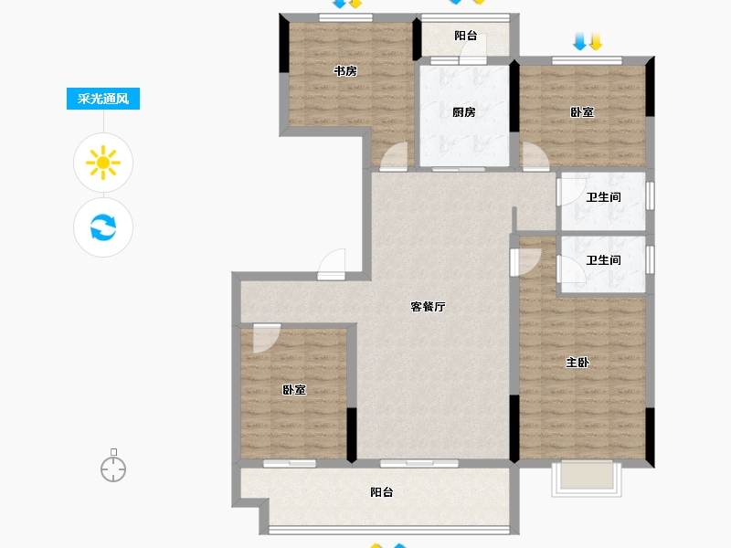 山东省-泰安市-碧桂园青云棠樾-123.21-户型库-采光通风