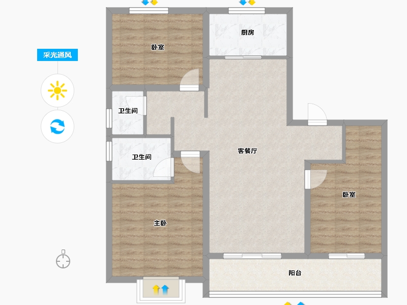 山东省-泰安市-开元盛世·福园-98.41-户型库-采光通风