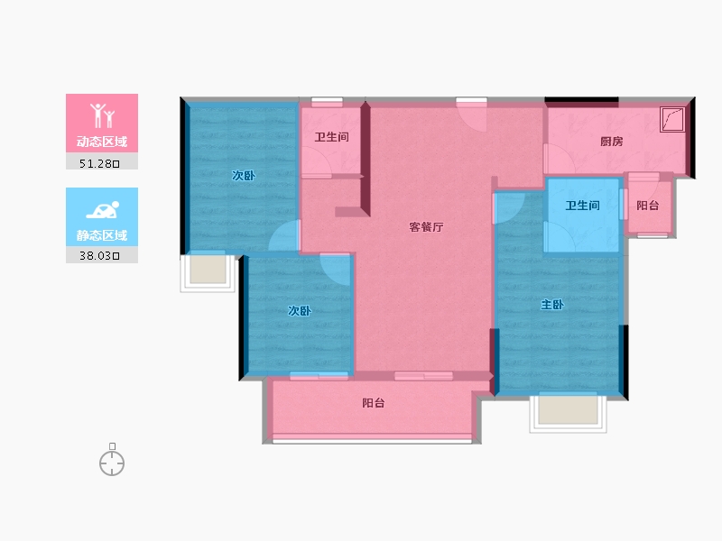 广东省-梅州市-敏捷奥园珑玥府-79.68-户型库-动静分区