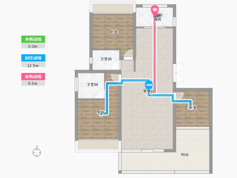 云南省-红河哈尼族彝族自治州-城发·沁园-105.22-户型库-动静线