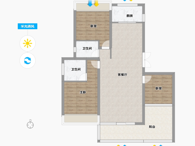 云南省-红河哈尼族彝族自治州-城发·沁园-105.22-户型库-采光通风