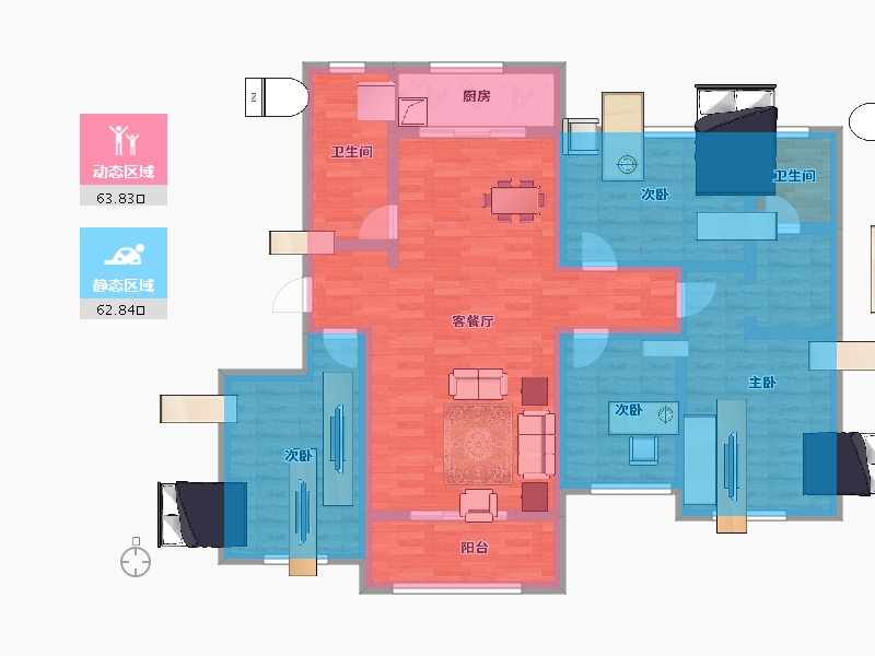 山东省-淄博市-中房四季城-111.66-户型库-动静分区