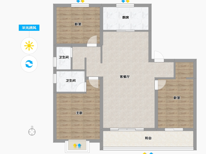 山东省-泰安市-开元盛世·福园-101.61-户型库-采光通风