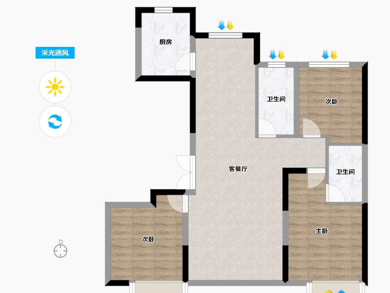 内蒙古自治区-通辽市-诚达·林语江南-87.41-户型库-采光通风