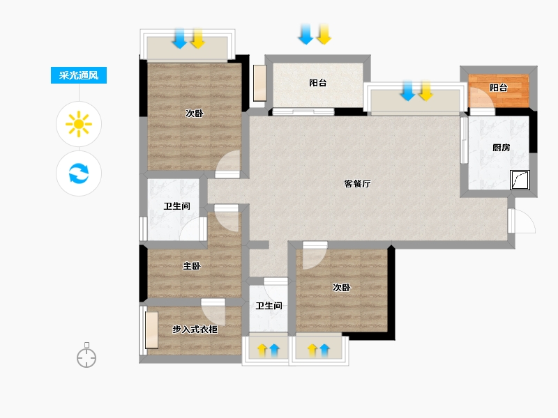 四川省-成都市-华侨城融创春风十里-81.84-户型库-采光通风