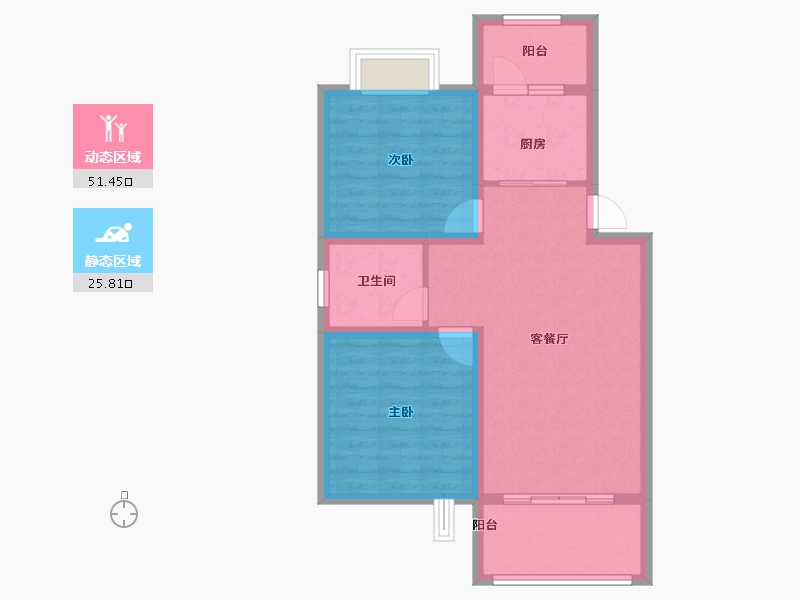 江苏省-无锡市-MOM八春风湖上-68.80-户型库-动静分区