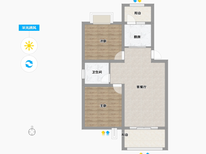 江苏省-无锡市-MOM八春风湖上-68.80-户型库-采光通风