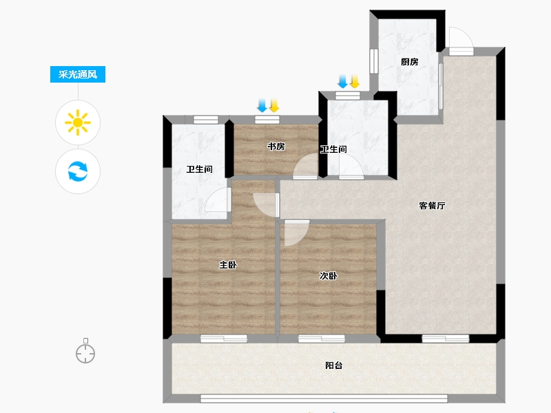 浙江省-温州市-云创上城-78.40-户型库-采光通风