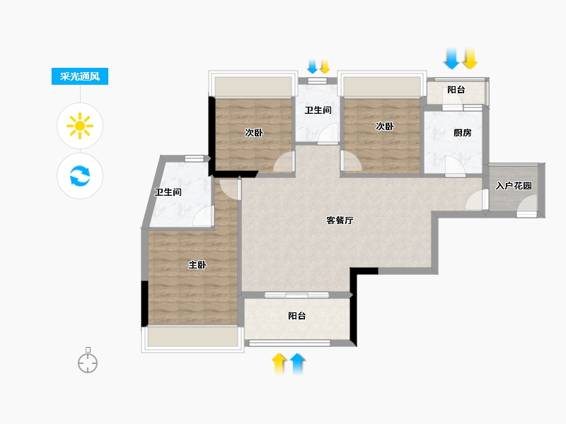 安徽省-宿州市-彼岸星城·融耀-90.50-户型库-采光通风