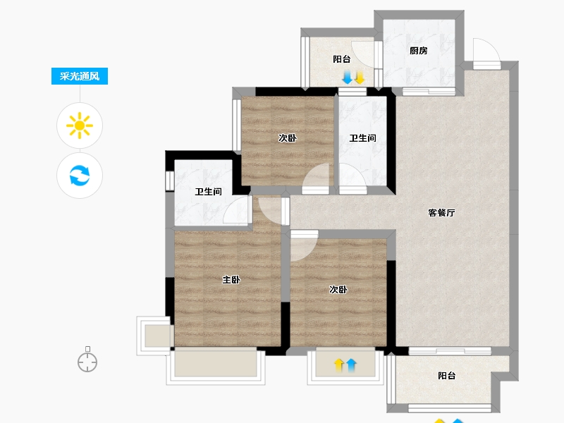 四川省-眉山市-领地蘭台府-73.88-户型库-采光通风