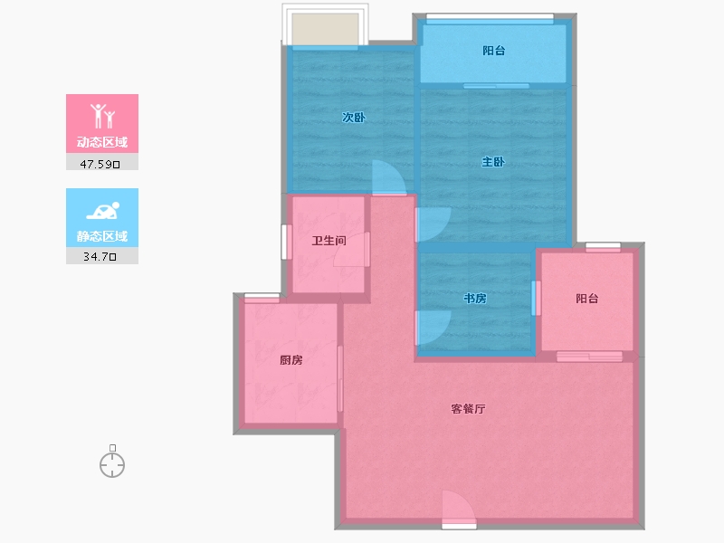 湖北省-宜昌市-东城心语-85.00-户型库-动静分区