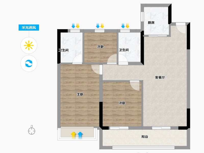 浙江省-温州市-德信天宸-82.40-户型库-采光通风