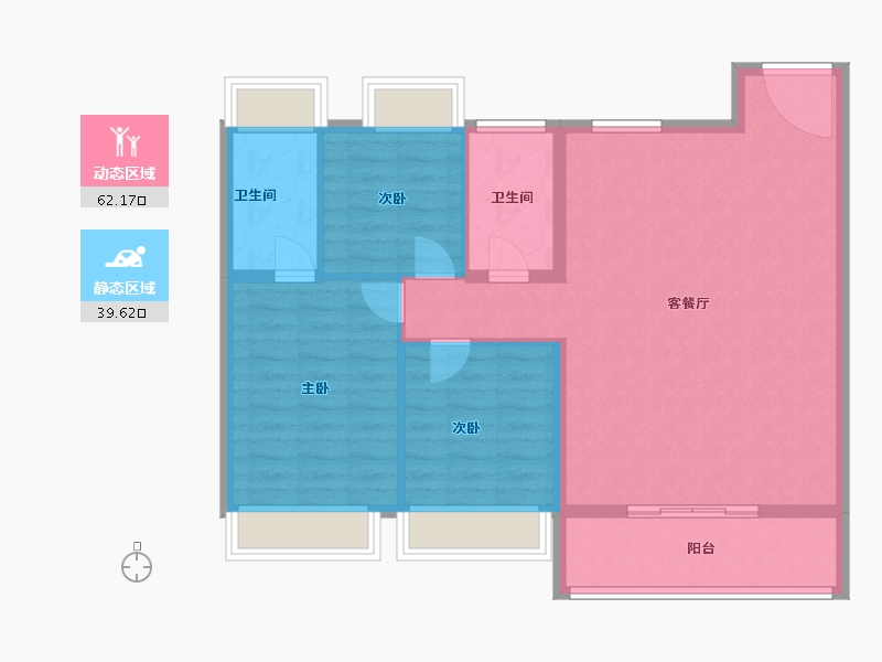 江苏省-苏州市-万科东方雅苑-92.67-户型库-动静分区