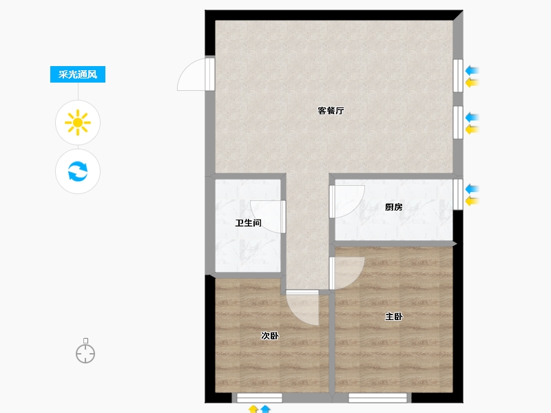 云南省-昆明市-新希望白麓城-56.00-户型库-采光通风