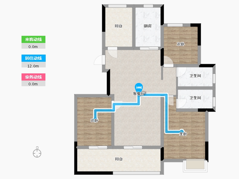 安徽省-蚌埠市-绿地迎宾城3期-107.00-户型库-动静线