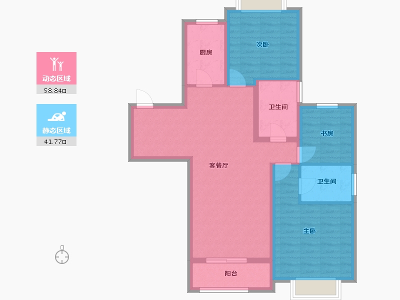 江苏省-苏州市-嘉骏峰庭-89.96-户型库-动静分区