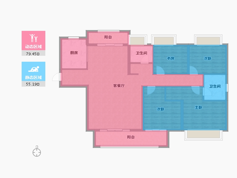 湖北省-襄阳市-君山水岸-121.85-户型库-动静分区