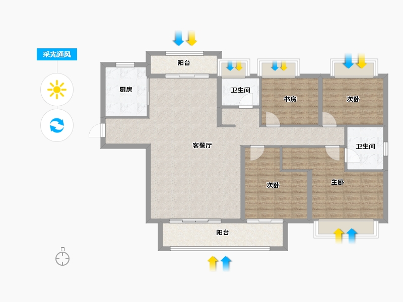 湖北省-襄阳市-君山水岸-121.85-户型库-采光通风