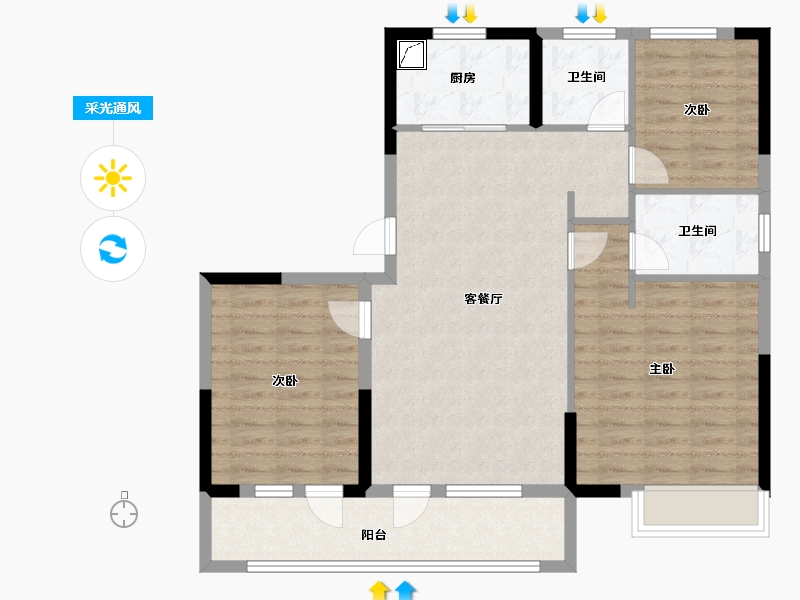 山东省-潍坊市-潍坊碧桂园天-94.40-户型库-采光通风