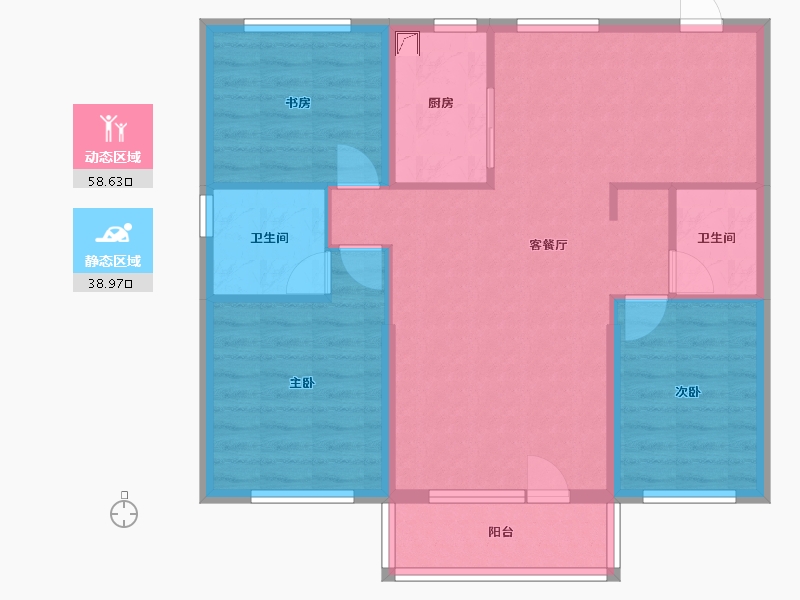 黑龙江省-哈尔滨市-御湖壹号-90.00-户型库-动静分区