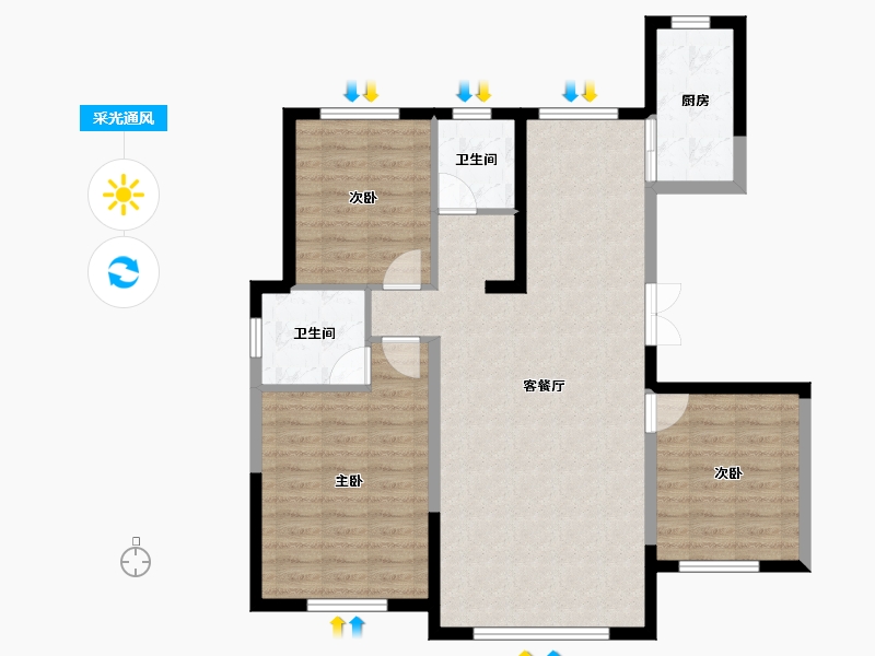 吉林省-松原市-镜湖天玺-91.97-户型库-采光通风