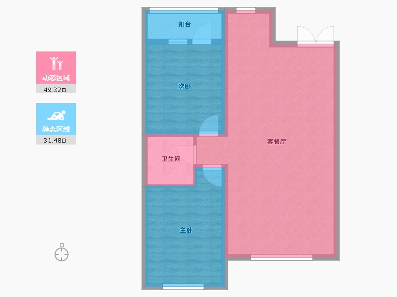 内蒙古自治区-通辽市-逸美华庭·岚郡-72.95-户型库-动静分区