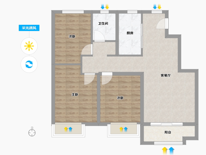 河北省-石家庄市-石家庄众人翡丽湾-75.67-户型库-采光通风