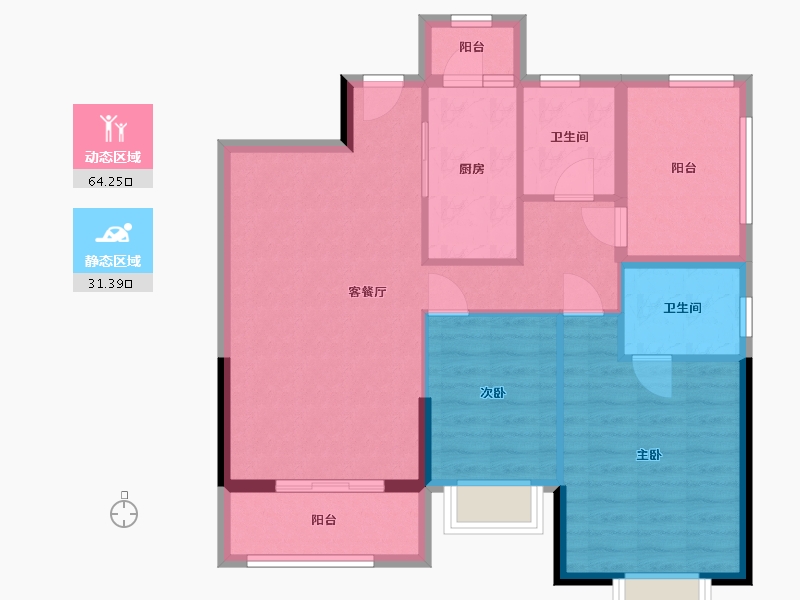 广东省-江门市-汇桥新城四期-88.00-户型库-动静分区