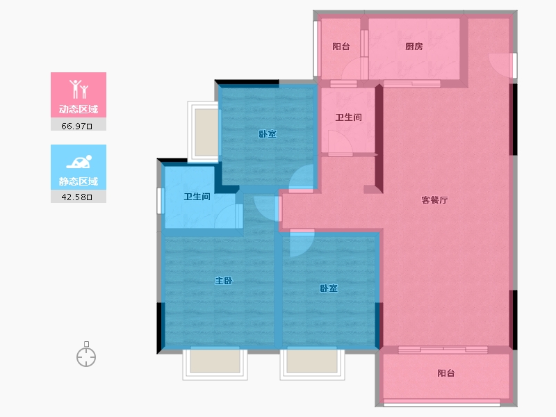 贵州省-铜仁市-西南国际商贸城·丹都花园-96.93-户型库-动静分区