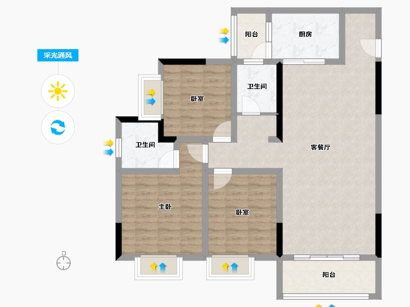 贵州省-铜仁市-西南国际商贸城·丹都花园-96.93-户型库-采光通风