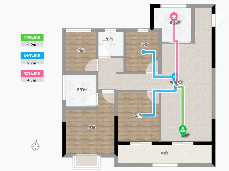 浙江省-杭州市-大华峰汇华城-94.07-户型库-动静线