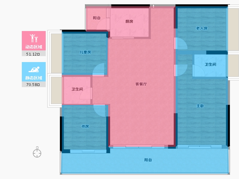 四川省-绵阳市-置信·花园城-111.37-户型库-动静分区