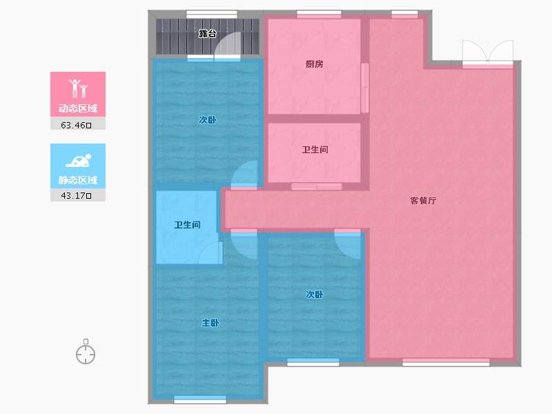 内蒙古自治区-通辽市-逸美华庭·岚郡-98.94-户型库-动静分区