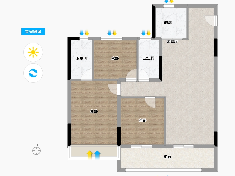 浙江省-温州市-德信天宸-92.80-户型库-采光通风