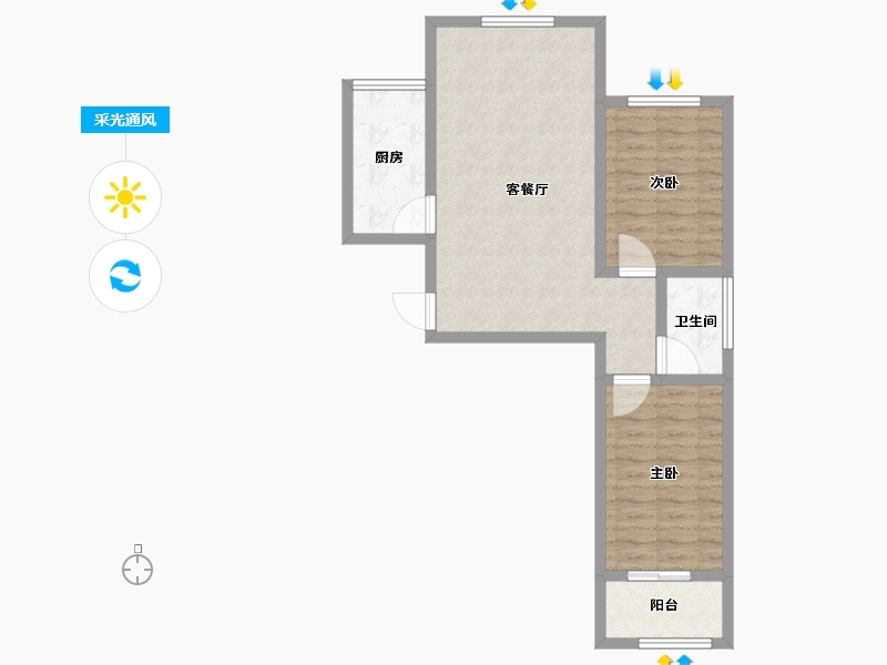 河北省-石家庄市-厚德·中央锦城-66.63-户型库-采光通风