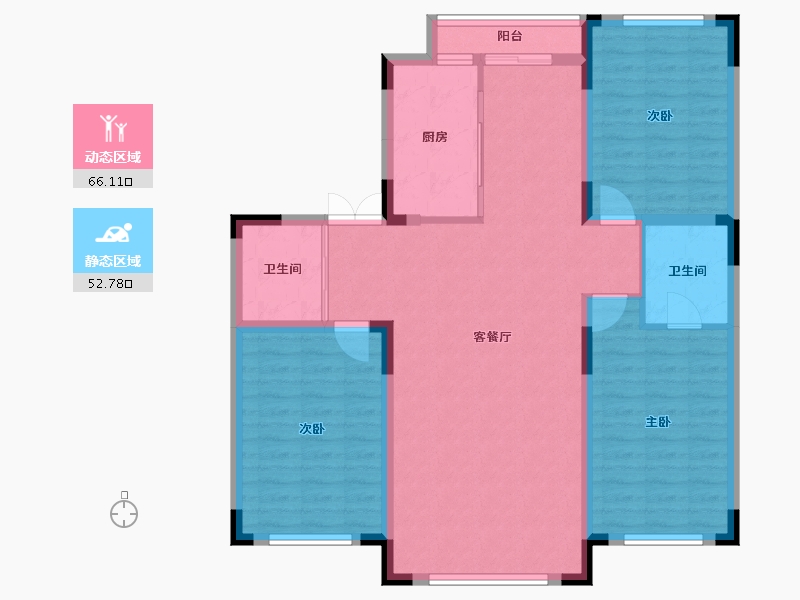 吉林省-松原市-锦绣江畔·龙栖湾-107.65-户型库-动静分区