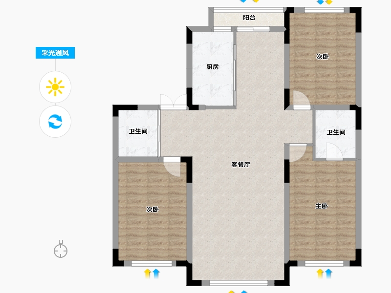 吉林省-松原市-锦绣江畔·龙栖湾-107.65-户型库-采光通风