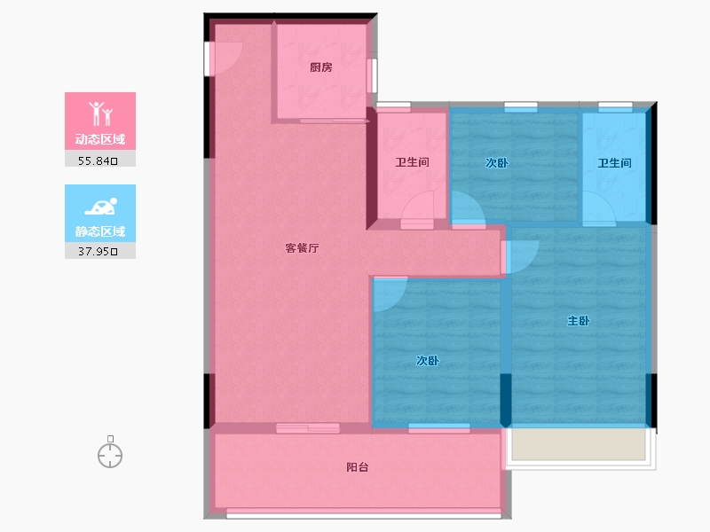 浙江省-温州市-德信天宸-84.00-户型库-动静分区