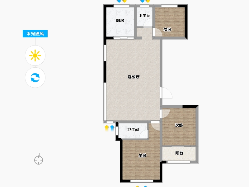 山东省-泰安市-东平天坤国际花园-103.20-户型库-采光通风