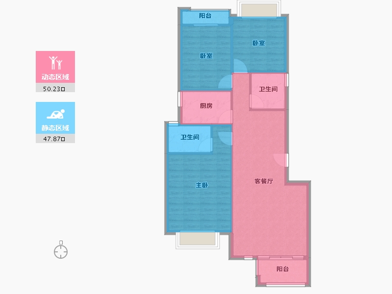 安徽省-宿州市-彼岸星城·融耀-89.63-户型库-动静分区