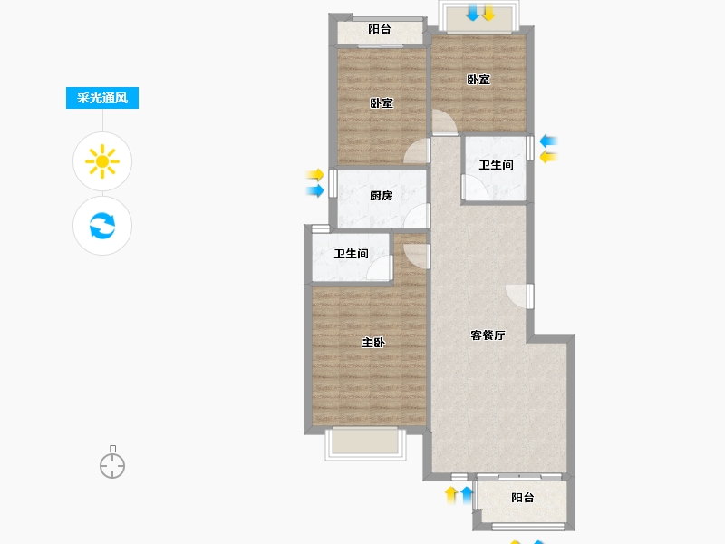 安徽省-宿州市-彼岸星城·融耀-89.63-户型库-采光通风