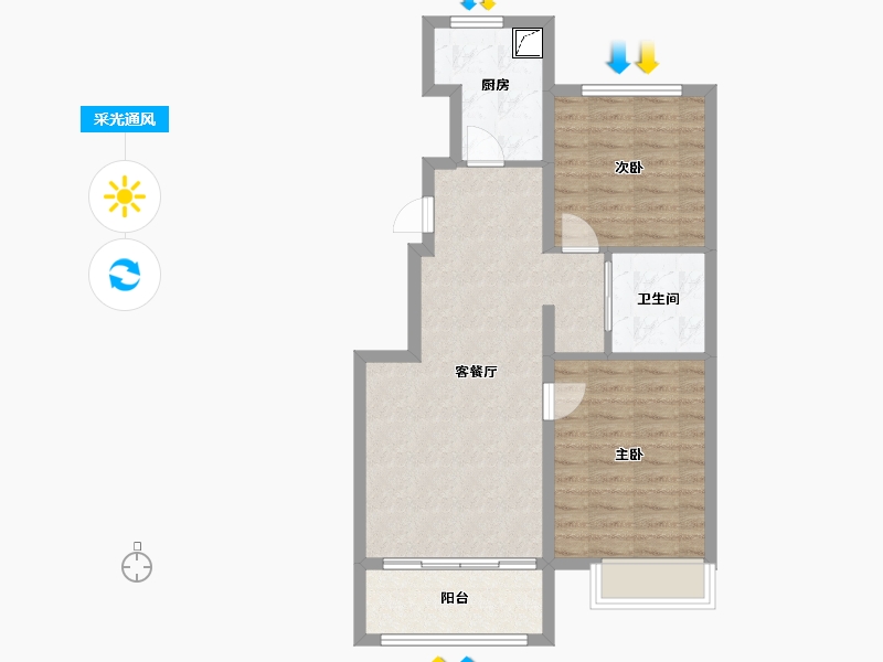 河北省-秦皇岛市-碧桂园玫瑰庄园-68.00-户型库-采光通风