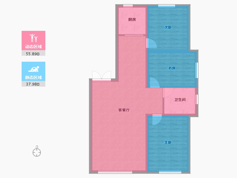 内蒙古自治区-通辽市-逸美华庭·岚郡-84.83-户型库-动静分区