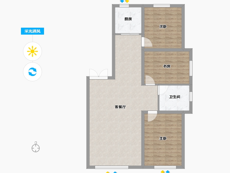 内蒙古自治区-通辽市-逸美华庭·岚郡-84.83-户型库-采光通风